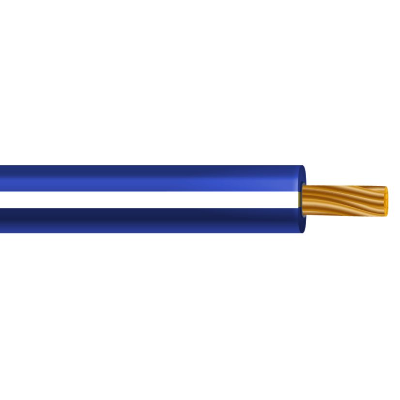 THHN Cable - Stranded, Blue w/ White Stripe, 14 AWG, 500 ft Spooled